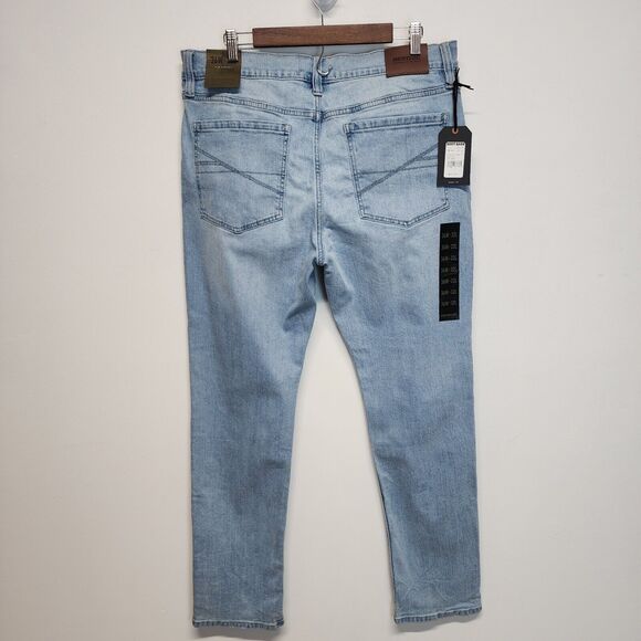 Brothers and Sons Light Wash Stretch Slim Straight Jeans Mens 36X32 Distressed - Picture 2 of 12